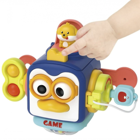 Jucarii bebelusi - Jucarie senzoriala pentru bebelusi, cub interactiv cu activitati, dezvoltare motricitate fina, multicolor, 6–24 luni