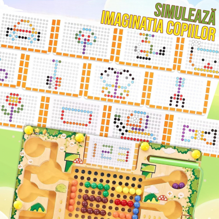 Labirint Magnetic din Lemn pentru Copii - Jucarie Montessori pentru Dezvoltare prin Joaca [3]