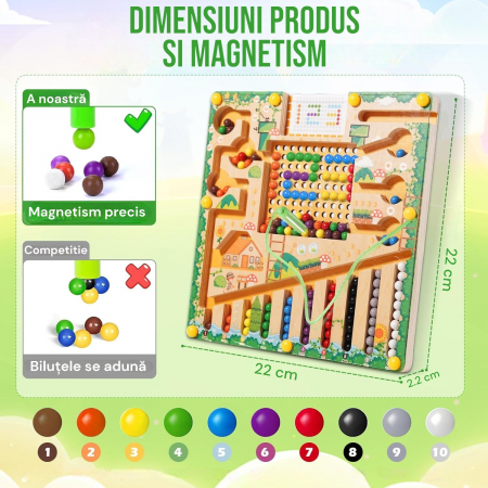 Labirint Magnetic din Lemn pentru Copii - Jucarie Montessori pentru Dezvoltare prin Joaca [4]