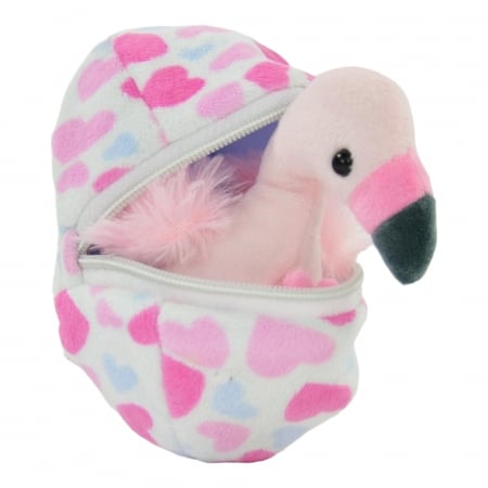 Jucarii de plus - Jucarie de plus, Ou cu surpriza, Flamingo Flufy, Roz, 15 cm