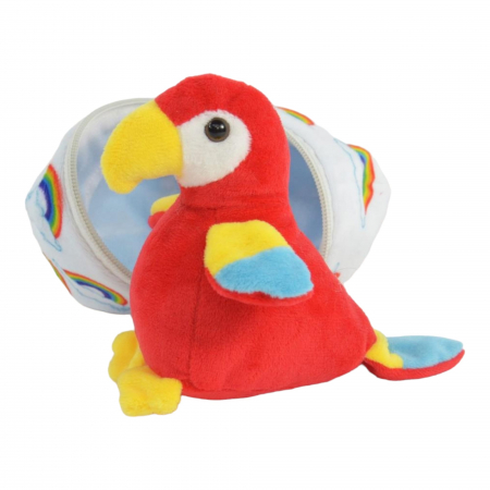 Jucarii de plus - Jucarie de plus, Ou cu surpriza, Papagalul Veselie, Rosu, 15 cm