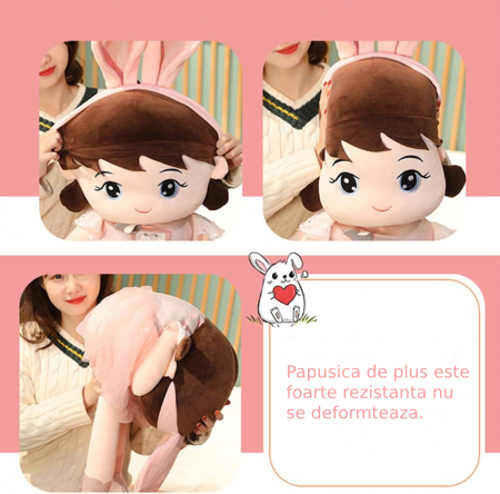 Jucarie de plus, Papusa Bunny, Roz, 45 cm [3]