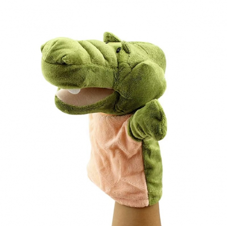 Papusa de mana din plus, Animanusa Crocodil, Verde, 25 cm [1]