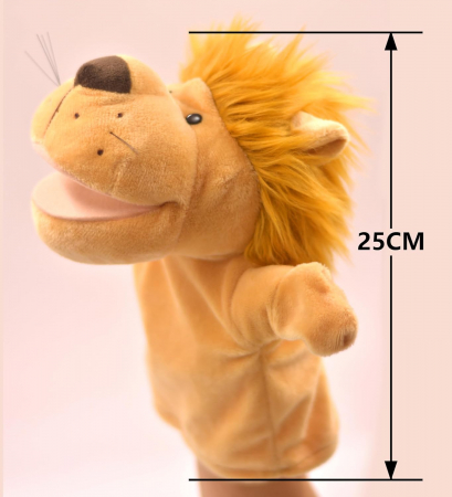 Papusa de mana din plus, Animanusa Leu, Crem, 25 cm [2]