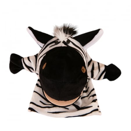 Jucarii de plus - Papusa de mana din plus, Animanusa Zebra, Alb/Negru, 25 cm