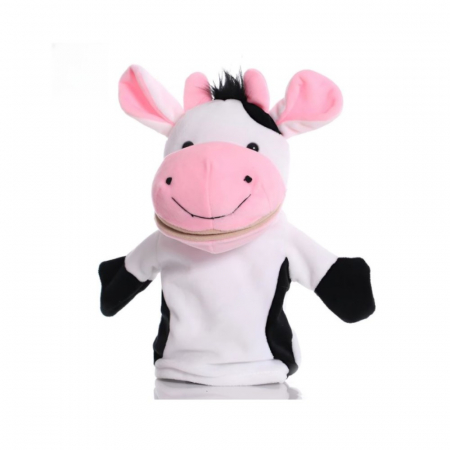 Jucarii de plus - Papusa de mana din plus Malvys®, Animanusa Vacuta, Alb, 25 cm