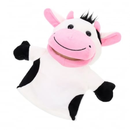 Papusa de mana din plus Malvys®, Animanusa Vacuta, Alb, 25 cm [1]