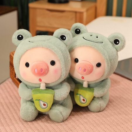 Jucarie de plus, Porcusor Broscuta, Verde/Roz, 25 cm [3]