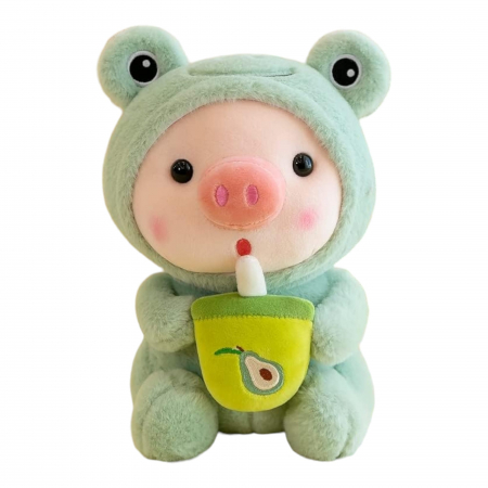 Jucarii de plus - Jucarie de plus, Porcusor Broscuta, Verde/Roz, 25 cm