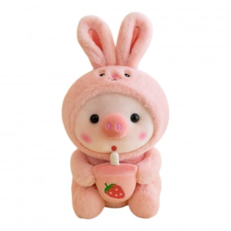 Jucarii de plus - Jucarie de plus, Porcusor Iepuras, Roz, 25 cm