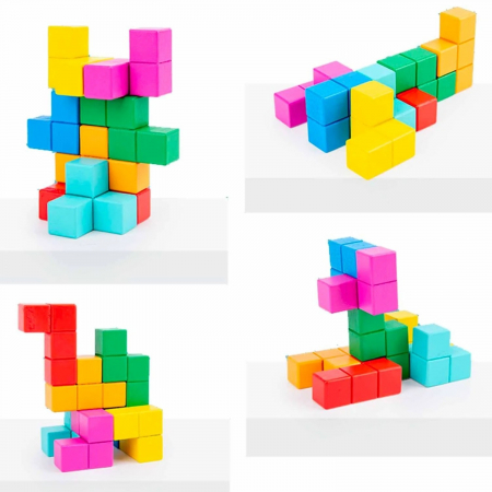 Puzzle 3D Cub Inteligent Joc STEM Tetris lemn copii [4]