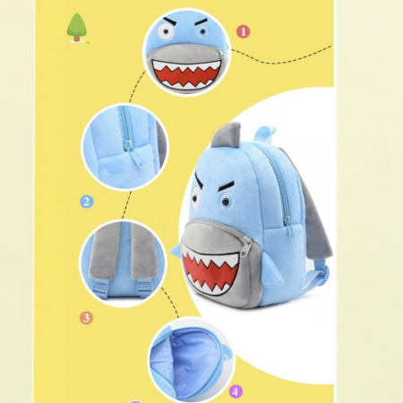 Rucsac de plus Rechin Albastru Sharko 26 cm copii [3]