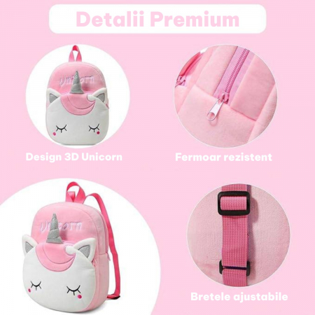 Rucsac de plus Unicorn Roz Deschis Uni Blush 27 cm fetite [6]