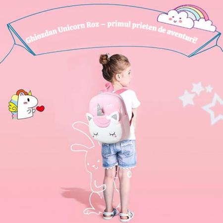 Rucsac de plus Unicorn Roz Deschis Uni Blush 27 cm fetite [1]