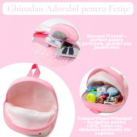 Rucsac de plus Unicorn Roz Deschis Uni Blush 27 cm fetite [3]