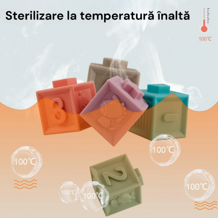 Set 12 Cuburi Moi pentru Bebelusi, Jucarie Educationala cu Sunete, Numere, Forme si Animale, Din Cauciuc Sigur, Ideal pentru Dentitie si Dezvoltarea Abilitatilor, 0-24 Luni, Multicolor [5]