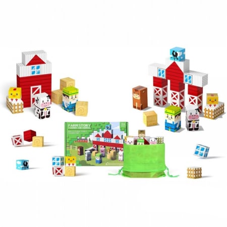 Jucarii copii - Set cuburi magnetice Ferma STEM copii