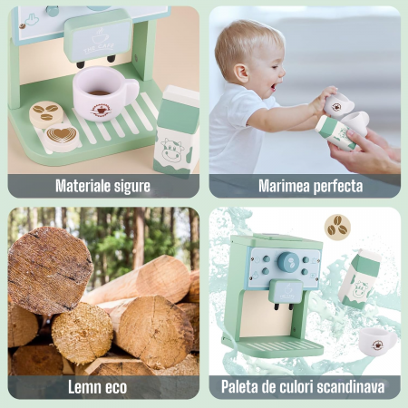 Set de joaca eco din lemn, Barista Junior, 8 piese [2]