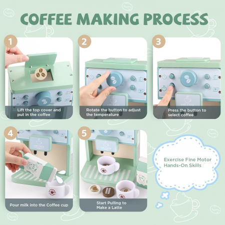 Set de joaca eco din lemn, Barista Junior, 8 piese [3]