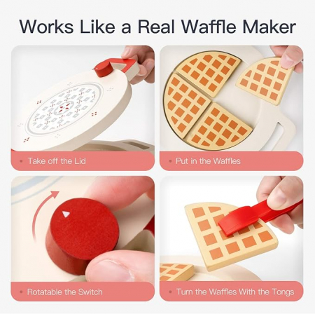 Set de joaca eco din lemn, Clatite delicioase, 7 piese [2]