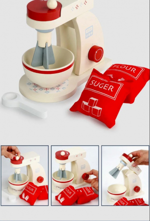 Set de joaca eco din lemn, Mixerul micutului Chef, 5 piese [4]