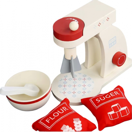 Jucarii de rol - Set de joaca eco din lemn, Mixerul micutului Chef, 5 piese