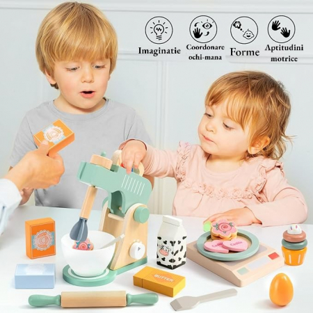 Set de joaca eco din lemn, Ora de bucatarie, 11 piese [4]