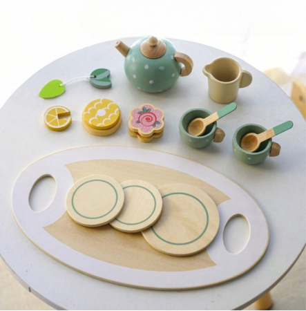 Set de joaca eco din lemn, Pauza de ceai, 15 piese [8]