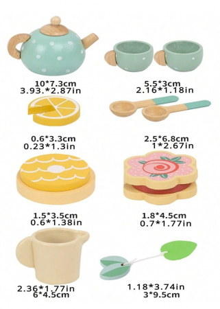 Set de joaca eco din lemn, Pauza de ceai, 15 piese [5]