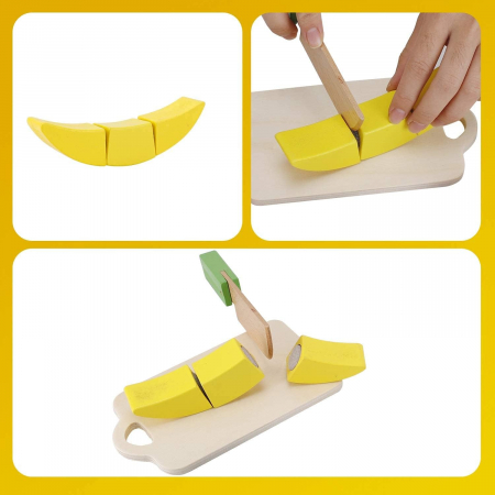 Set de Joaca ECO din Lemn pentru Copii - Feliere Fructe si Legume - Distractie Educativa si Sigura [6]