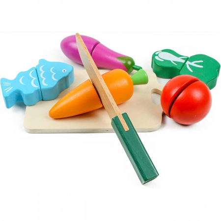 Set de Joaca ECO din Lemn pentru Copii - Feliere Fructe si Legume - Distractie Educativa si Sigura [4]