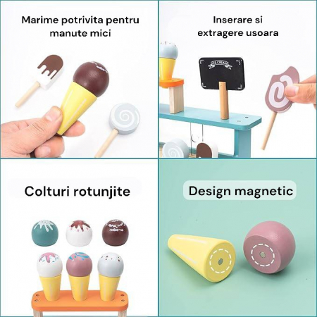Set de joaca eco din lemn, Stand Inghetata, 11 piese [6]