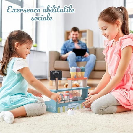 Set de joaca eco din lemn, Stand Inghetata, 11 piese [8]