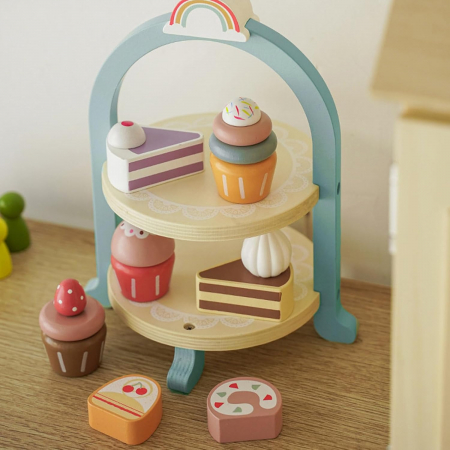 Set de joaca eco din lemn, Stand Prajiturele, 8 piese [3]