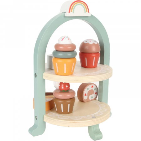 Set de joaca eco din lemn, Stand Prajiturele, 8 piese [5]