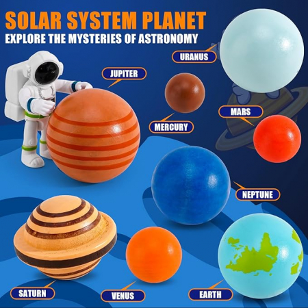 Set de joaca interactiv eco din lemn Malvys®, Sistemul Solar, 11 piese [4]