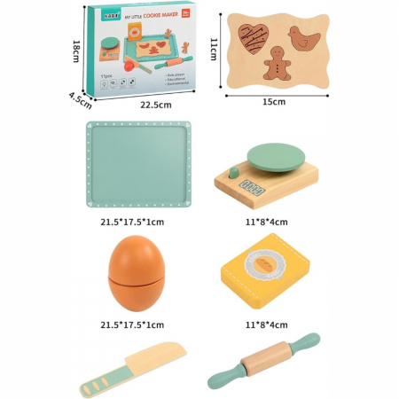 Set de jucarie din lemn Fursecuri de taiat Mini Cofetar Montessori copii [4]
