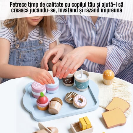 Set de jucarie din lemn Mic Dejun Happy Breakfast Montessori copii [3]