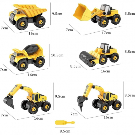 Set de Jucarii de Constructie cu Vehicule - 6 in 1, Jucarii STEM pentru Distractie si Invatare Garantate [4]