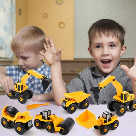 Set de Jucarii de Constructie cu Vehicule - 6 in 1, Jucarii STEM pentru Distractie si Invatare Garantate [2]