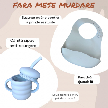 Set hranire bebelusi si copii, bleu pal [3]