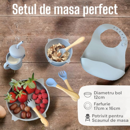 Set hranire bebelusi si copii, bleu pal [1]