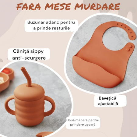 Set hranire bebelusi si copii, portocaliu pal [3]