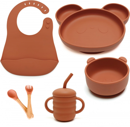 Set hranire bebelusi si copii, portocaliu pal [4]