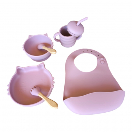 Set hranire bebelusi si copii, roz pal [4]