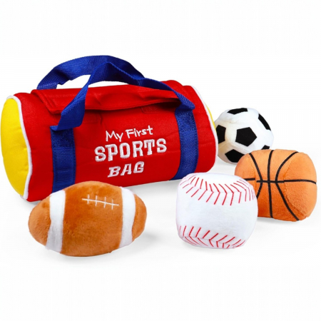 Set Jucarii Sportive din Plus – Geanta cu 4 Mingi Moi pentru Bebelusi si Copii Mici ⚽ [5]