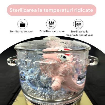 Suzeta pinguin, silicon alimentar, fara BPA, 0-12 luni, Gri [4]