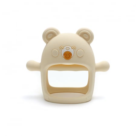 Accesorii Bebelusi - Suzeta ursulet, silicon alimentar, fara BPA, 0-12 luni, Alb