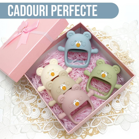 Suzeta ursulet, silicon alimentar, fara BPA, 0-12 luni, Albastru [6]