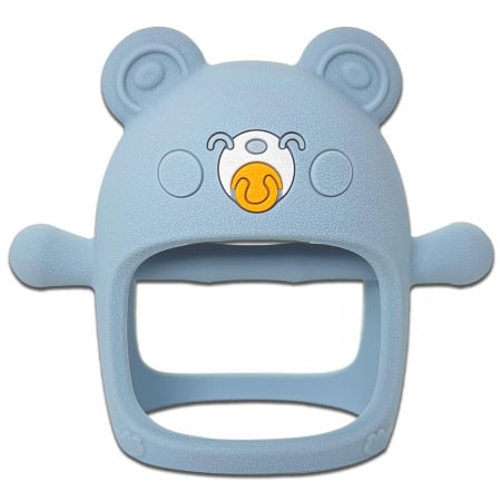 Accesorii Bebelusi - Suzeta ursulet, silicon alimentar, fara BPA, 0-12 luni, Albastru